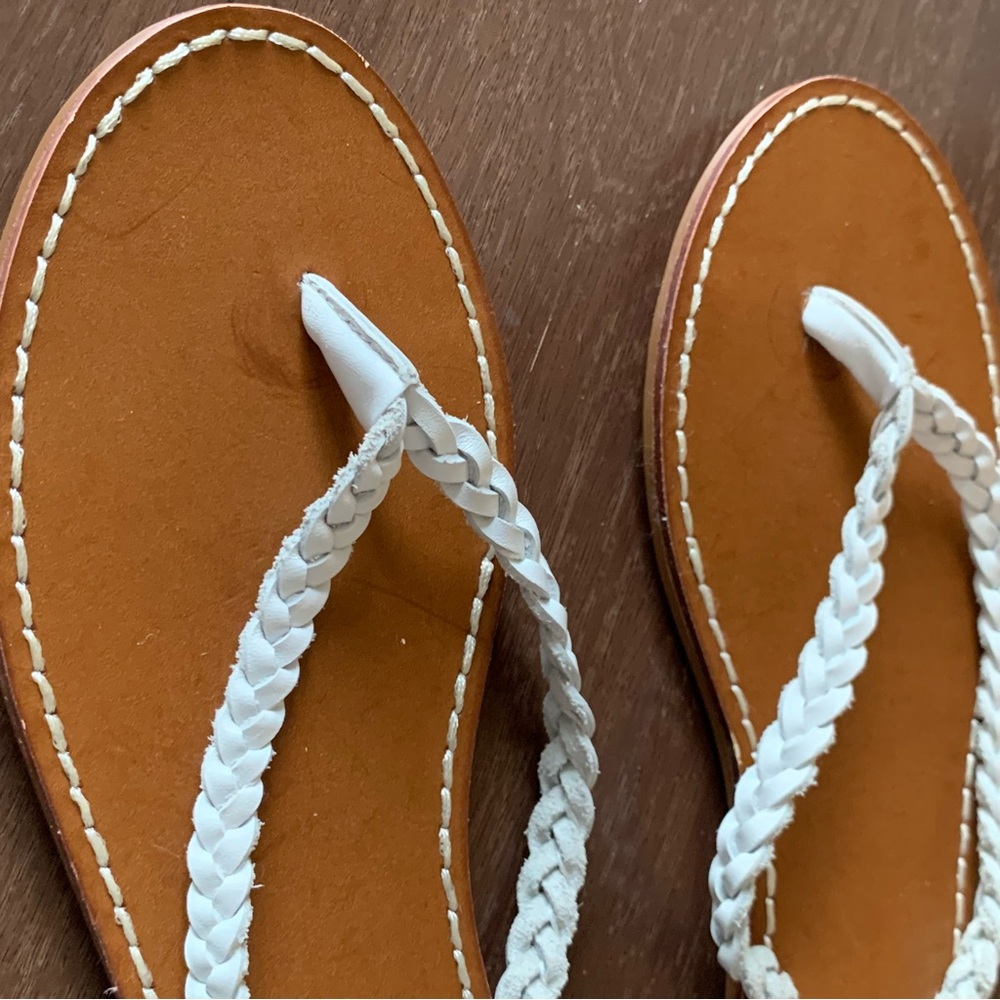 GAP Women’s Braided Leather Thong Sandals 8 Brown and White Like New Chanclas - Picture 5 of 8